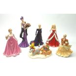 A group of five figures and one figure group comprising of two Coalport figurines, Special Occasion