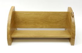 'Mouseman' oak book trough by Robert Thompson of Kilburn, carved mouse signature, W46cm