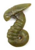 A Chinese carved jade pendant, modelled as a locust, H7cm.