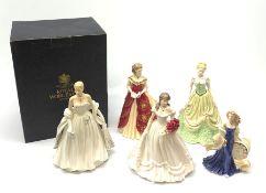 A group of five Royal Worcester figurines, comprising limited edition Grace Kelly 911/12500, Anniver