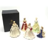 A group of five Royal Worcester figurines, comprising limited edition Grace Kelly 911/12500, Anniver