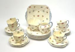 A Shelley part tea set, decorated with pansies, roses and forget-me-nots, pattern 13424, comprising