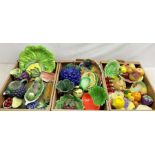 A large collection of various fruit and veg modelled and decorated wares, to include assorted plates