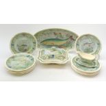A Copeland Spode fish service, comprising twelve plates, oval serving platter, tureen and cover and