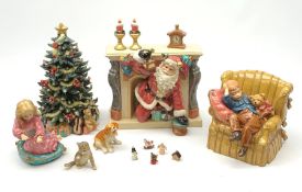 Kirkland porcelain Christmas figures, La Visite du Pere Noel, in box.