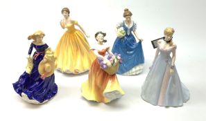 A group of five boxes Royal Doulton figurines, comprising Lesley HN2410, Helen HN3601, Moonlight Str