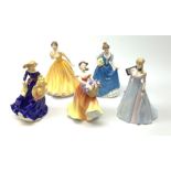 A group of five boxes Royal Doulton figurines, comprising Lesley HN2410, Helen HN3601, Moonlight Str