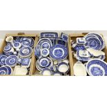 A large collection of Mason's Ironstone blue and white and red and white Vista pattern wares, to inc