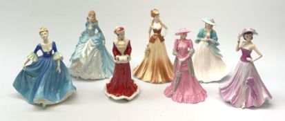 A group of seven Coalport Ladies of Fashion figurines, to include Cynthia, Ashley, Yvonne, Mary, Mer