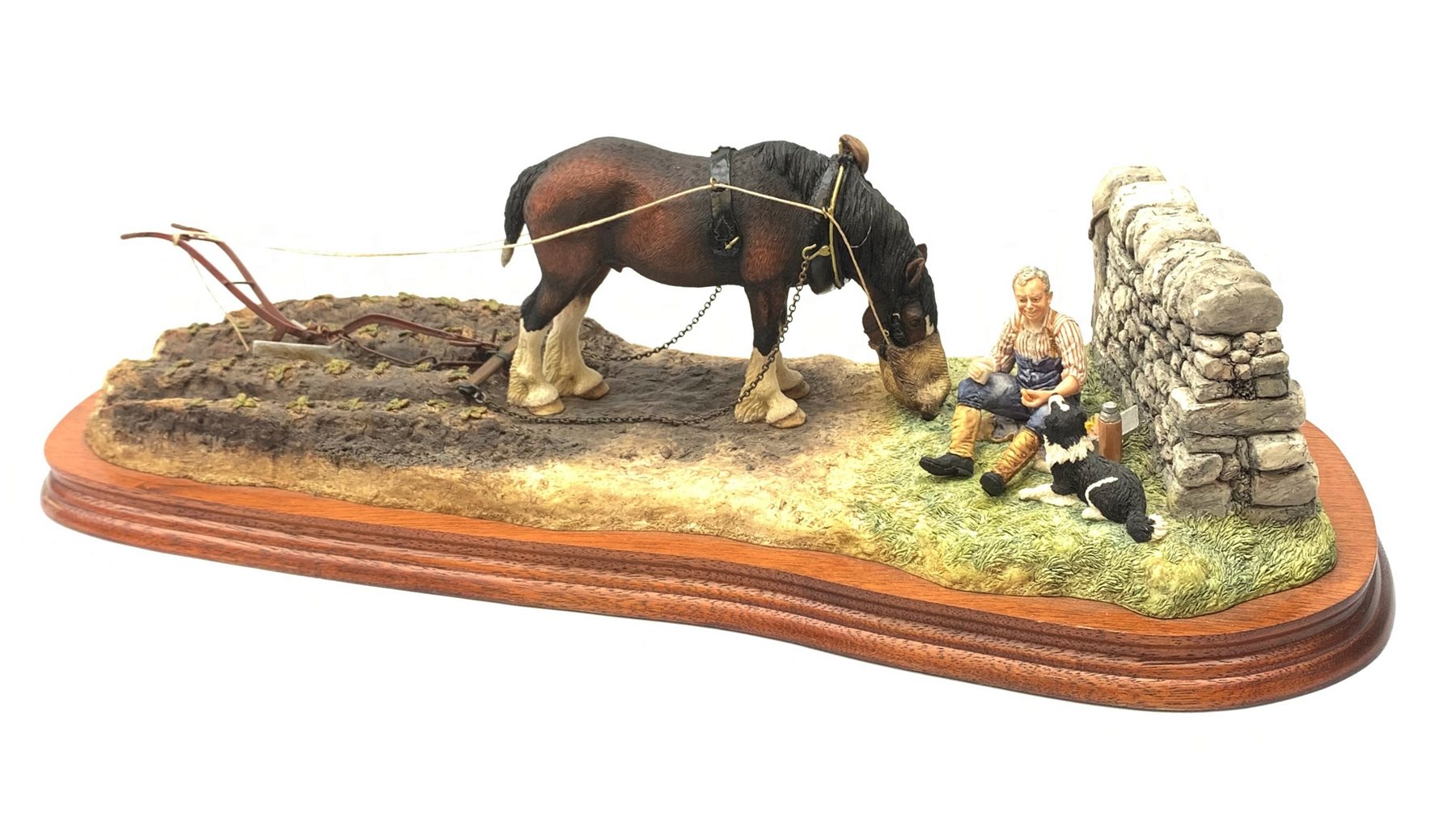 A Border Fine Arts figure group, Ploughman's Lunch, by Anne Wall, 687/1750, on wooden base, figure L