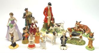 A group of various figurines, comprising five Royal Doulton Bunnykins examples, Ashley The Staffords