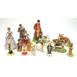 A group of various figurines, comprising five Royal Doulton Bunnykins examples, Ashley The Staffords