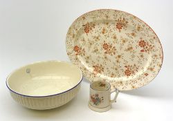 A large Copeland Spode bowl with bamboo detail to the outer sides, D38cm, together with a large Ridg