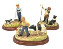 Three Border Fine Arts figure groups, comprising of Leading Hand B0297, Puppy Training A4063 with bo
