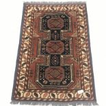 Turkish style beige ground rug, repeating border, 145cm x 104cm