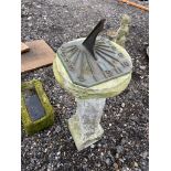 Granite stone pedestal sundial, H90cm, D36cm