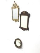 Ornate gilt framed mirror (W44cm, H82cm) and two others