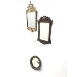 Ornate gilt framed mirror (W44cm, H82cm) and two others