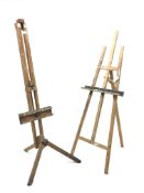C. Roberson & Co Ltd. folding and adjustable beech easel (H171cm (at its smallest height)), and anot