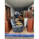 Container Contents Auction - entire container contents to include leather sofa, mahogany bureau book