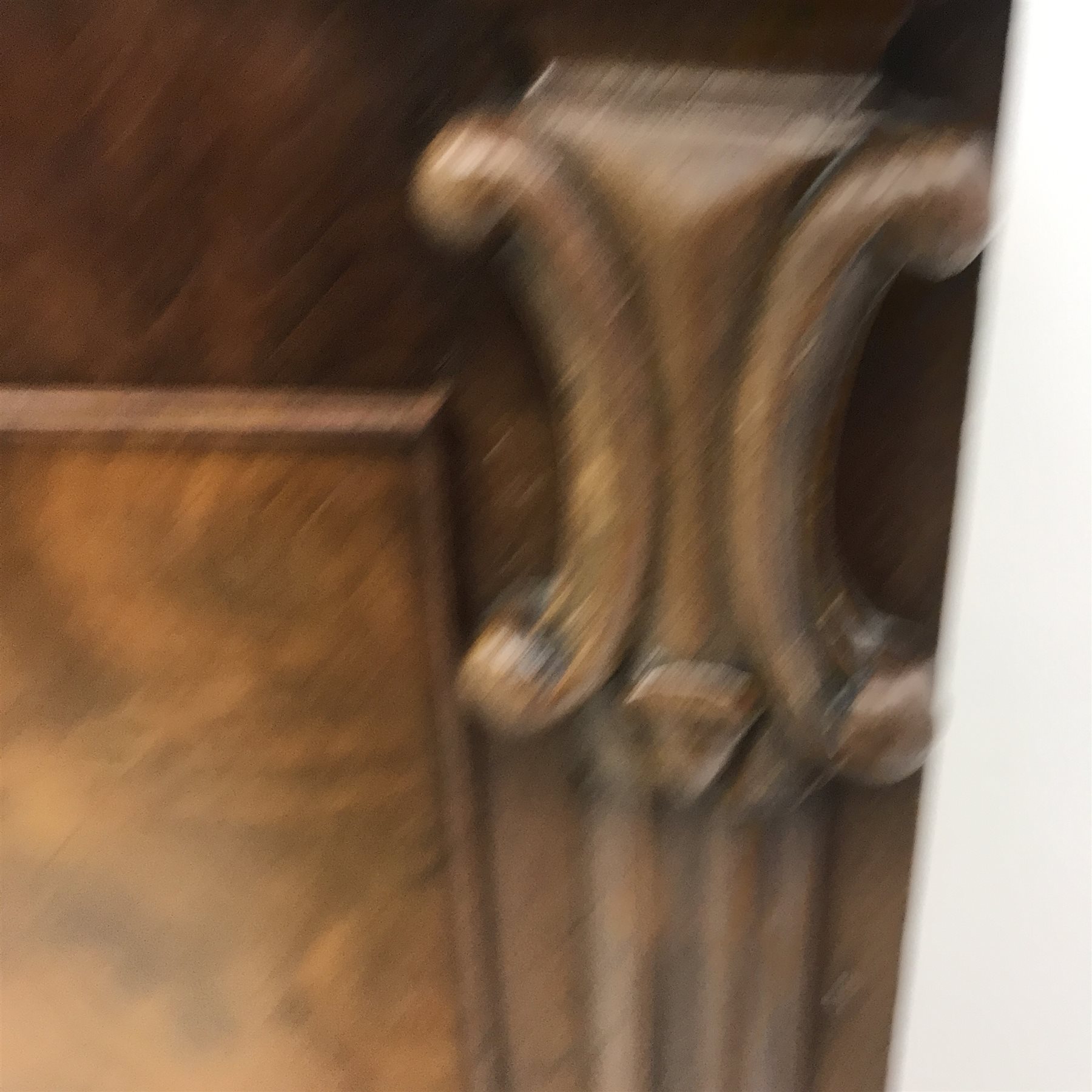 Victorian mahogany serpentine chest, two short and three long graduating drawers, bun feet, W111cm, - Image 7 of 14