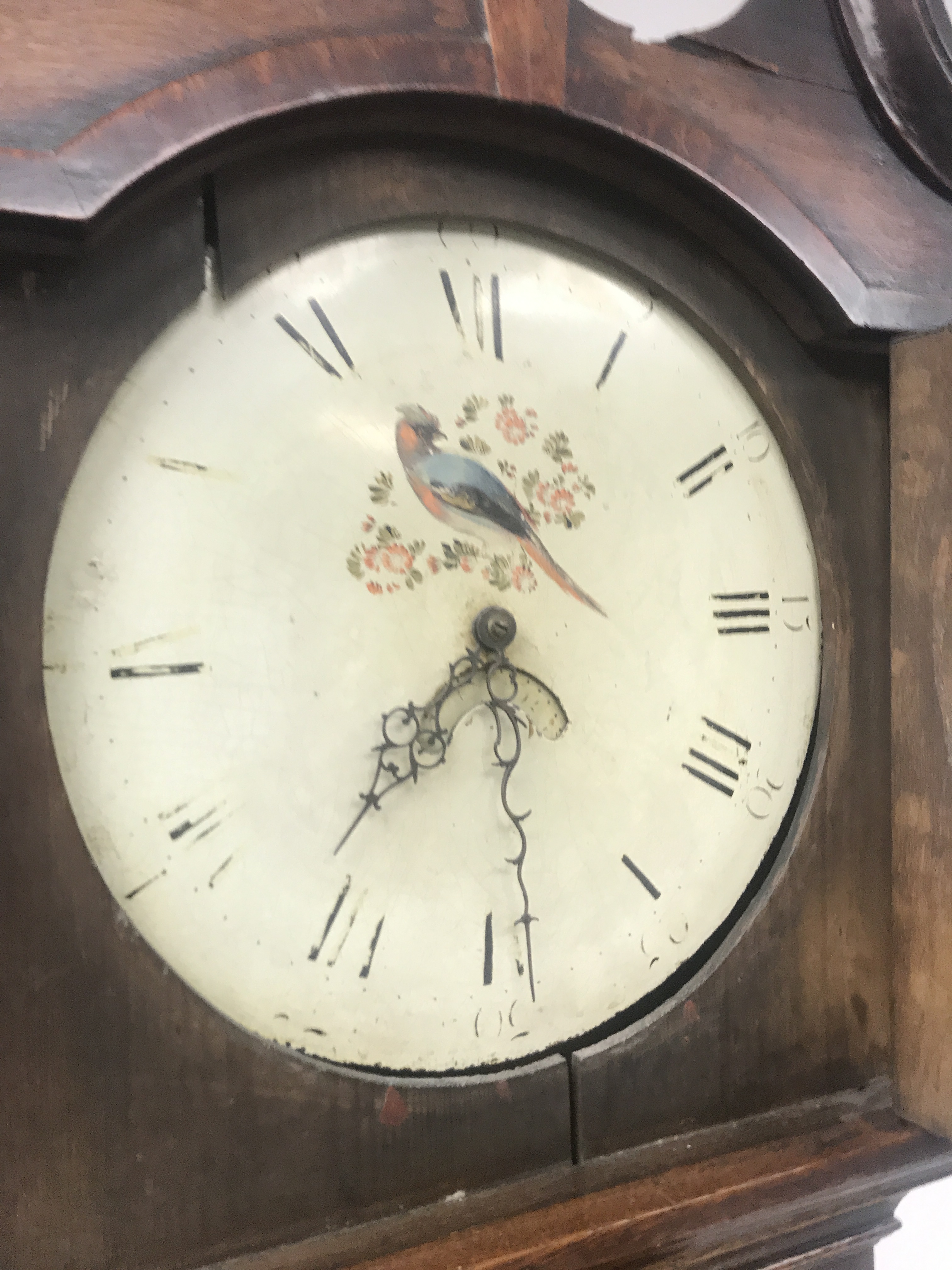 Late 18th century oak and mahogany banded longcase clock, swan neck pediment above hood with turned - Image 3 of 3