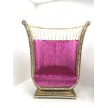 Cappelletti Cantu Italian gilt metal framed swivel chair, upholstered in crushed pink velvet, on gil