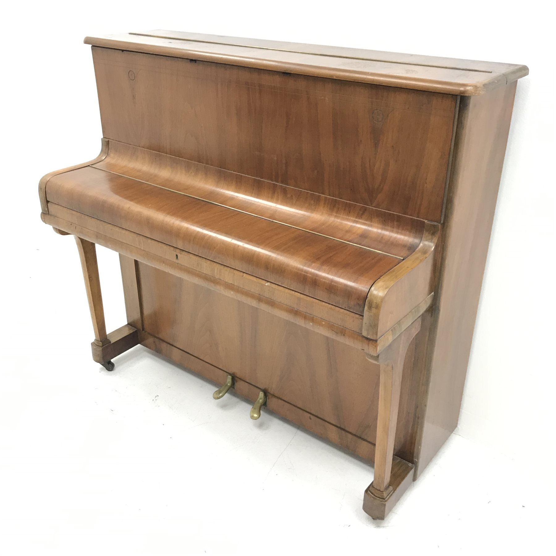 Godfrey walnut cased overstrung upright piano, W124cm, H113cm - Image 4 of 10