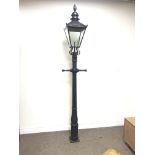 Victorian style cast iron street lamp post with glass lantern top, H254cm
