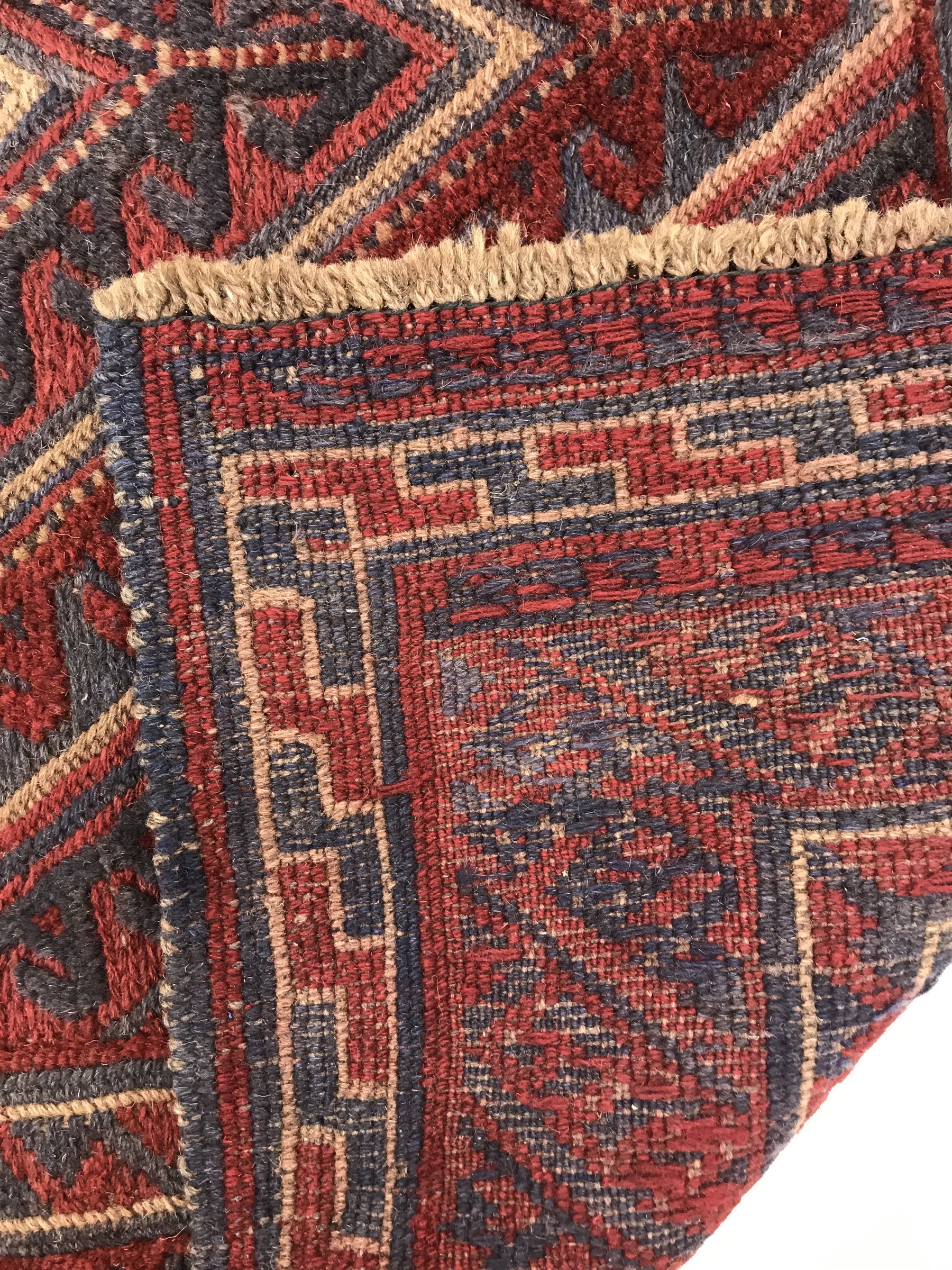 Gazak red and blue ground rug, central medallion, 120cm x 114cm - Image 4 of 6
