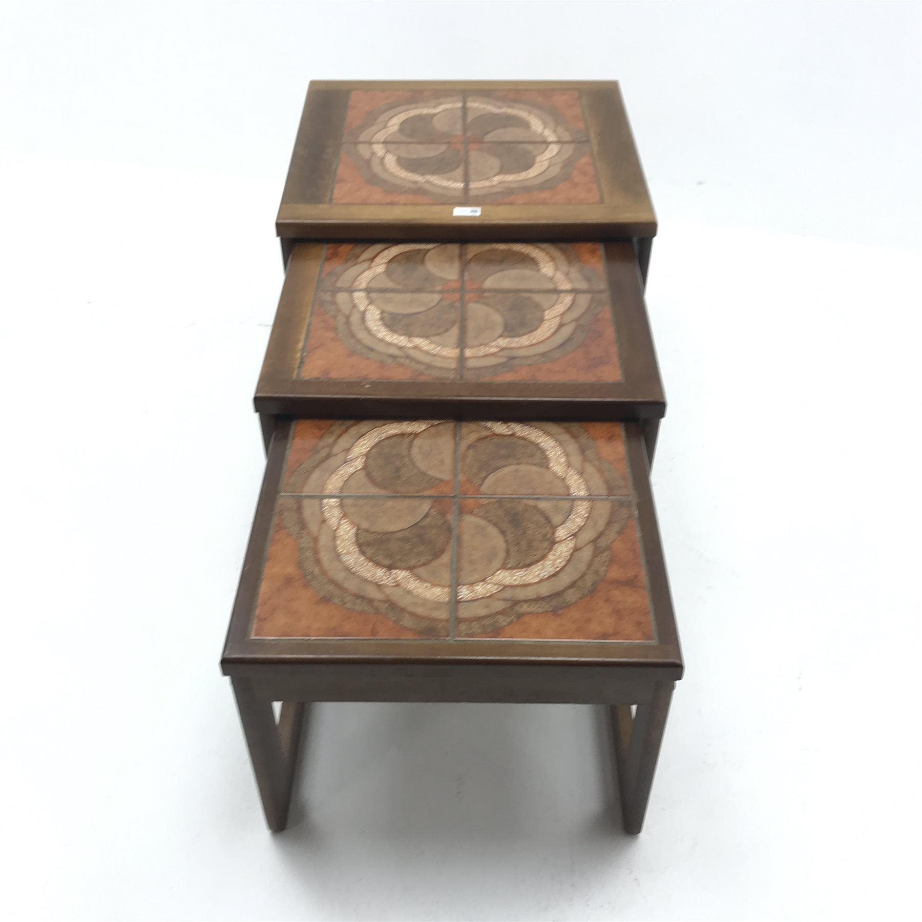 G Plan teak nest tables, inset tile tops, W56cm, H45cm, D51cm - Image 5 of 8