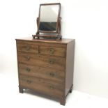 19th century mahogany chest, two short and three long graduating drawers, shaped bracket supports (W