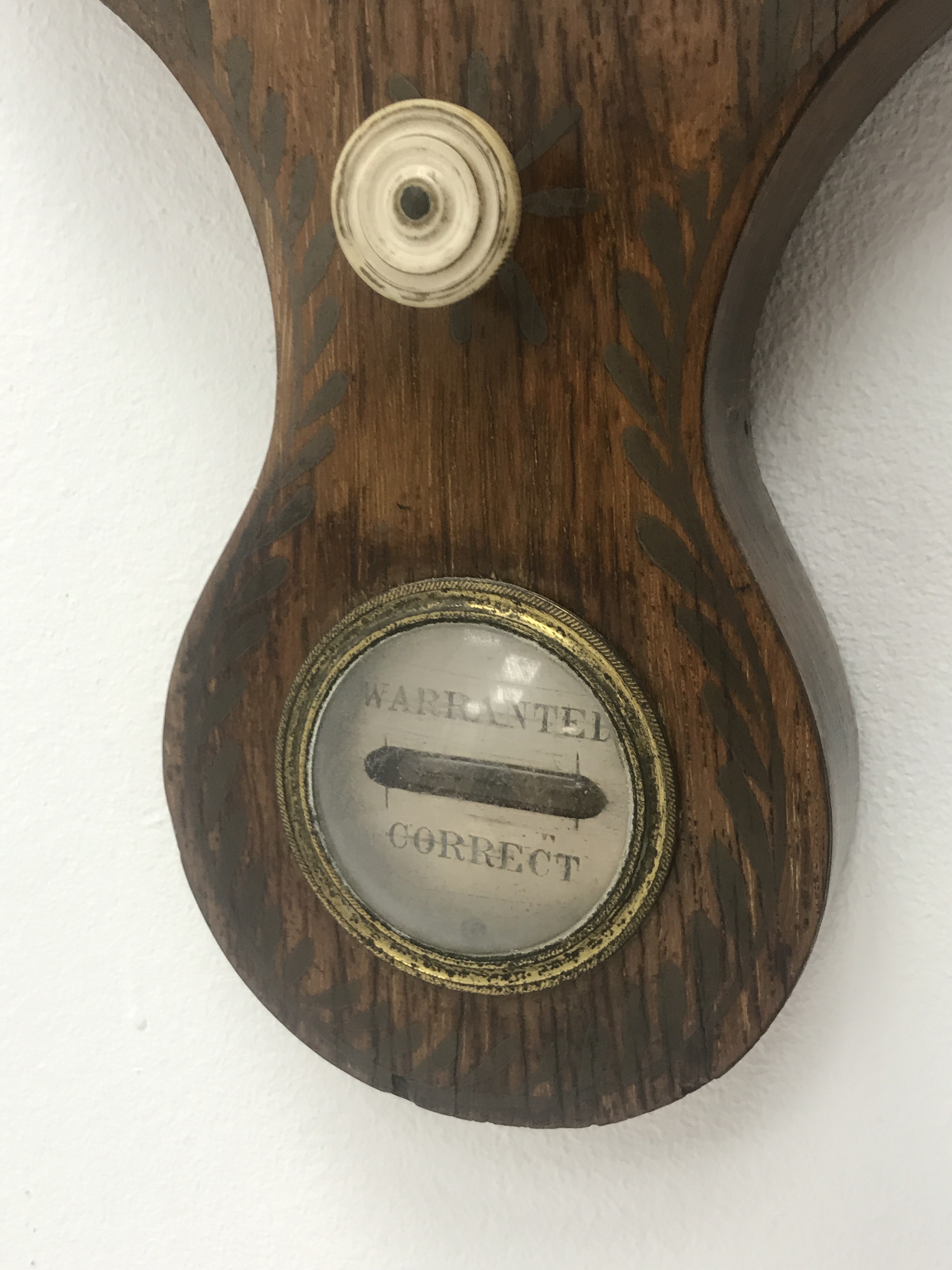 19th century rosewood five dial banjo barometer, silvered circular engraved dial, with painted detai - Image 9 of 10