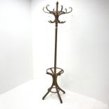 Bentwood hat and coat stand, H195cm