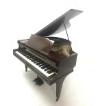 Evestaff London mahogany cased baby grand cast iron overstrung piano, W145cm, H147cm