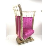 Cappelletti Cantu Italian gilt metal framed swivel chair, upholstered in crushed pink velvet, on gil