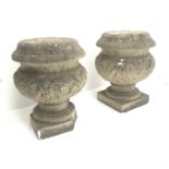 Pair composite stone urn planters, D30cm, H38cm