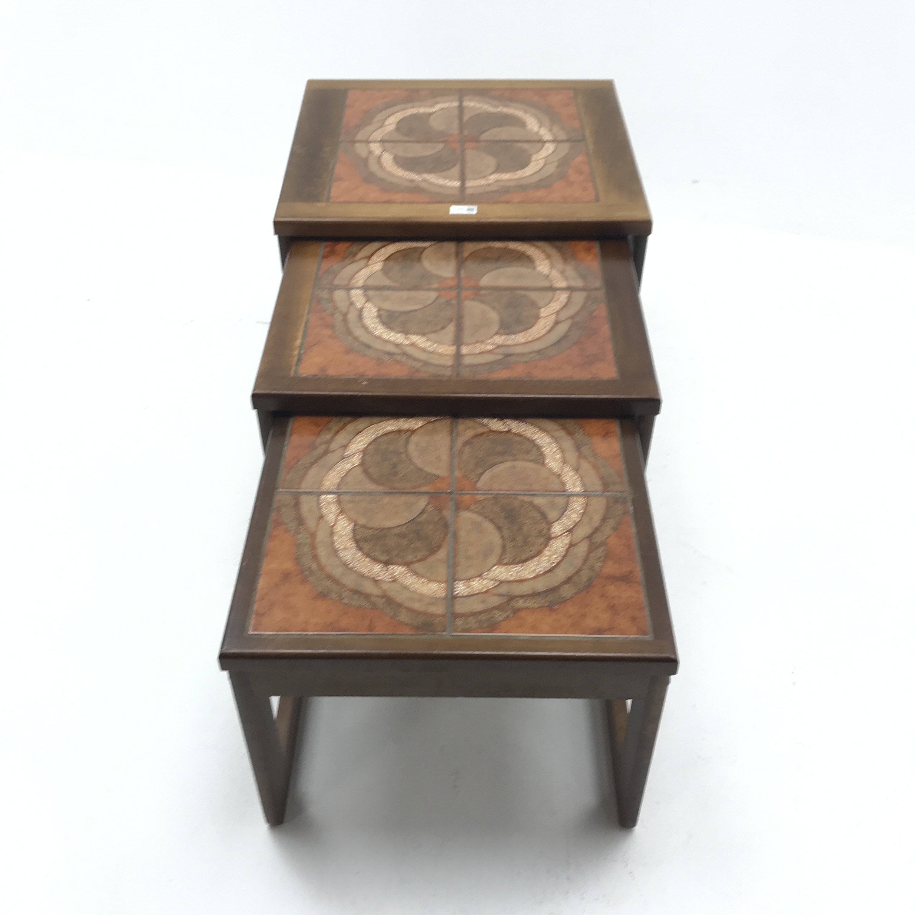 G Plan teak nest tables, inset tile tops, W56cm, H45cm, D51cm - Image 8 of 8