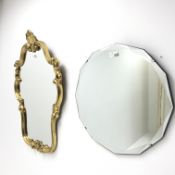 Ornate gilt framed mirror (W50cm, H75cm) and another mirror (2)