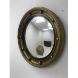 Mid 20th century circular convex wall mirror in gilt ball frme D39cm