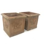 Pair square terracotta planters, W53cm, H53cm, D53cm