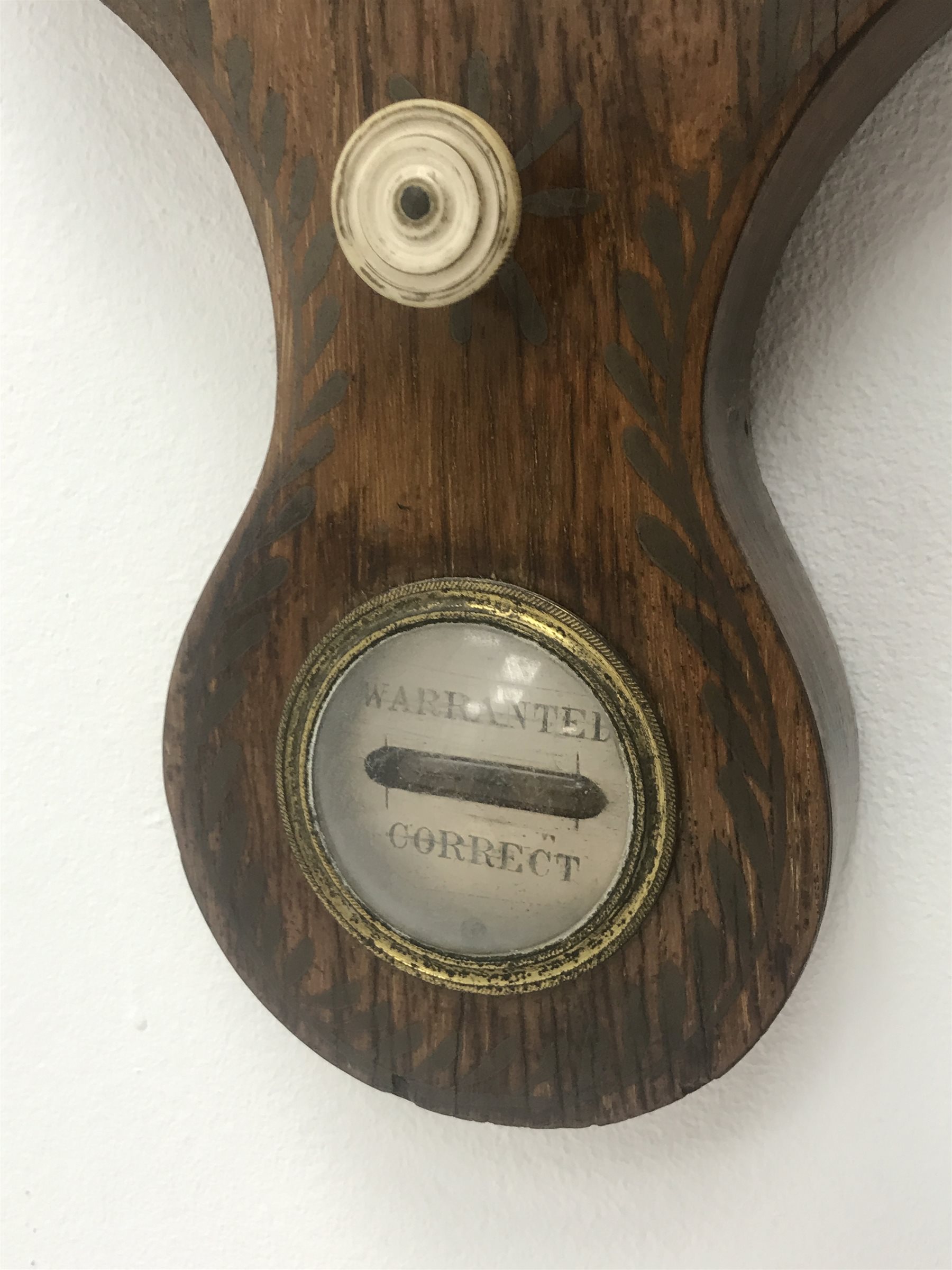 19th century rosewood five dial banjo barometer, silvered circular engraved dial, with painted detai - Image 5 of 10