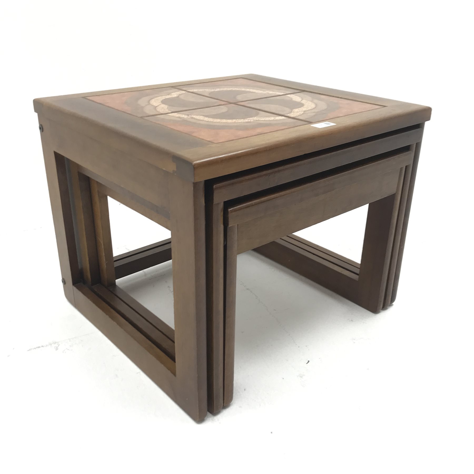 G Plan teak nest tables, inset tile tops, W56cm, H45cm, D51cm - Image 2 of 8