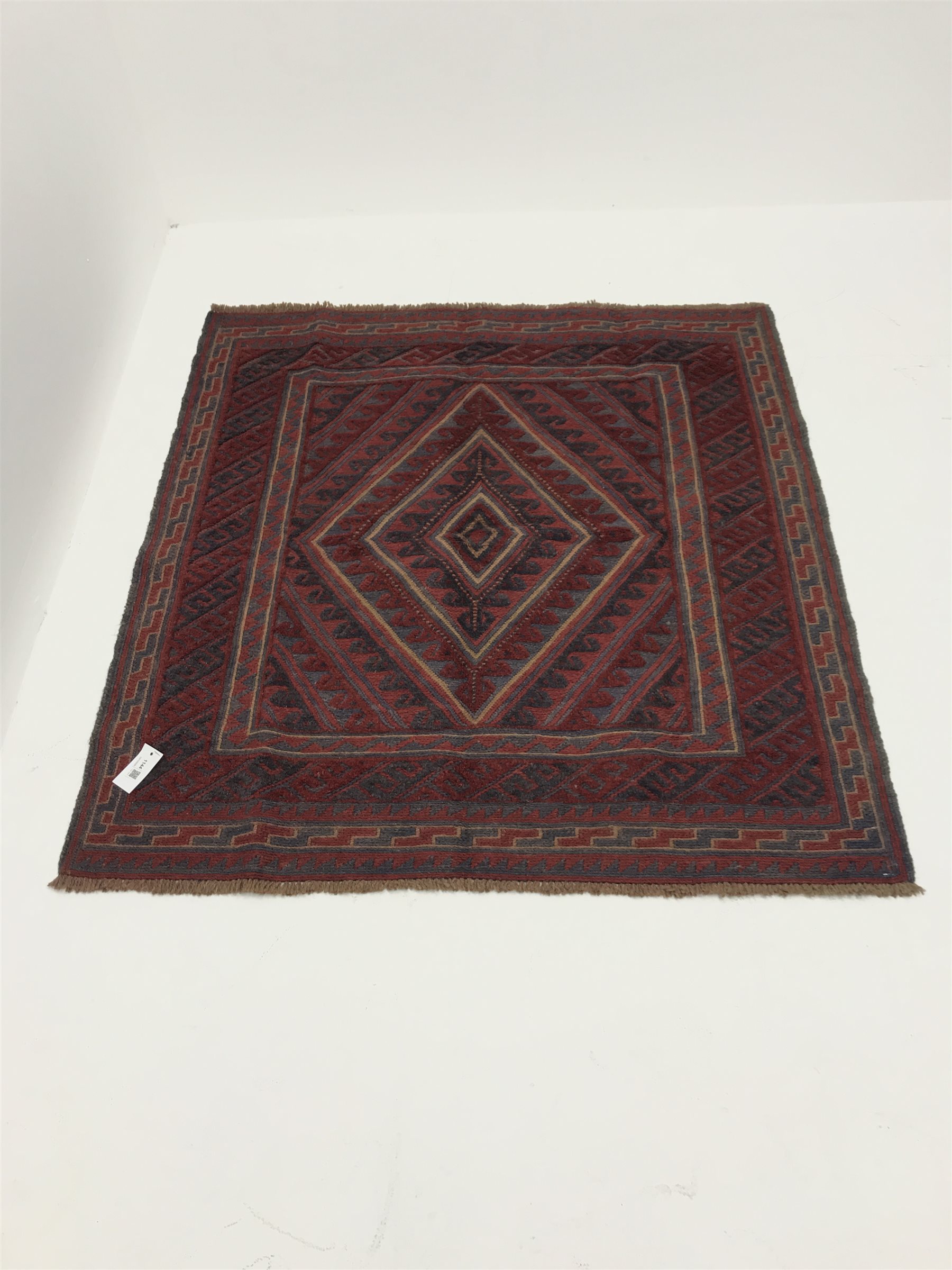 Gazak red and blue ground rug, central medallion, 120cm x 114cm - Image 2 of 6