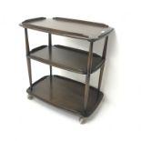 Ercol three tier tea trolley, W72cm, H78cm, D46cm