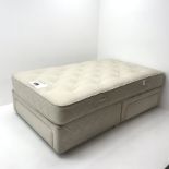 Small 4' double divan bed, three drawers and mattress, W121cm, H61cm, L192cm