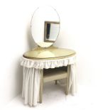 Vintage oak dressing table, raised back with oval mirror, single drawer, W85cm, H137cm, D52cm
