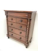 Victorian mahogany Scotch chest fitted with frieze drawer above two short and three long drawers, W1