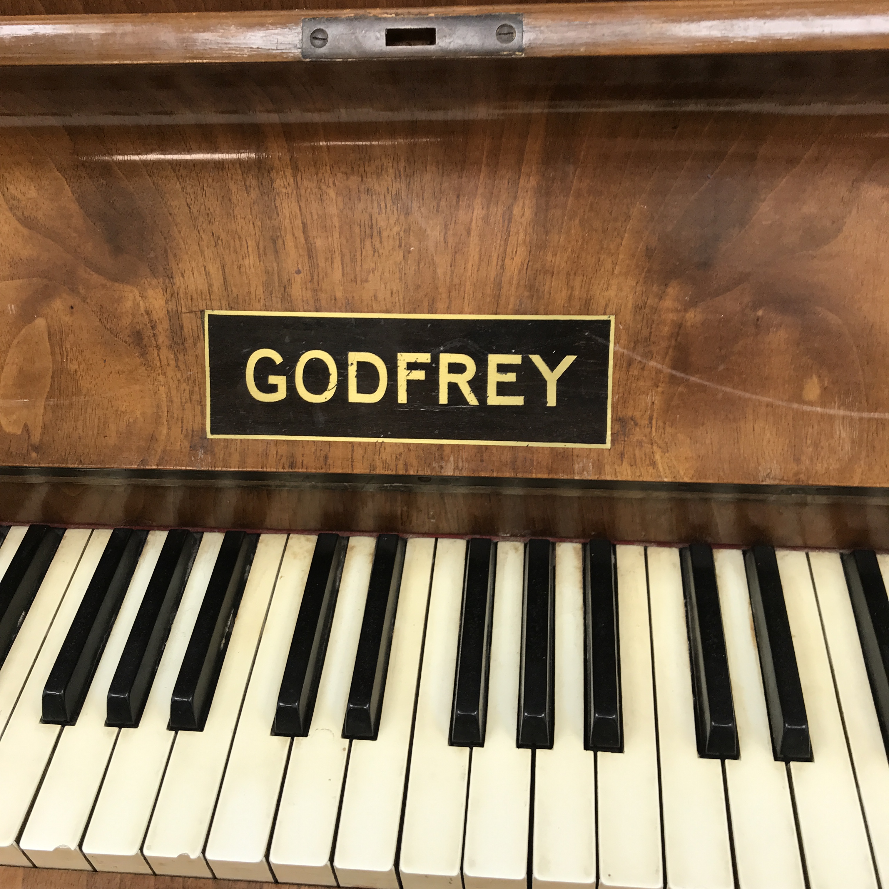 Godfrey walnut cased overstrung upright piano, W124cm, H113cm - Image 10 of 10
