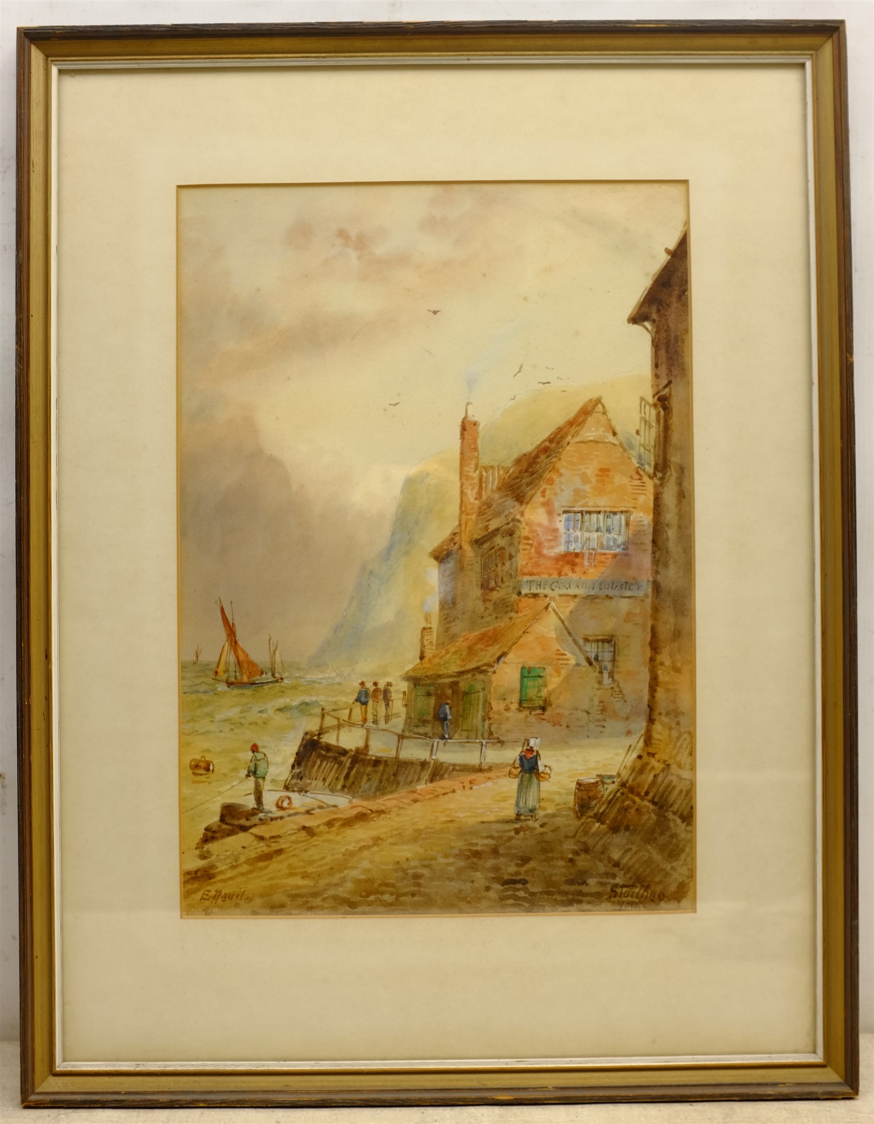 Edward Nevil (British fl.1880-1900): Cod and Lobster 'Staithes', watercolour signed and titled 38cm - Image 2 of 2